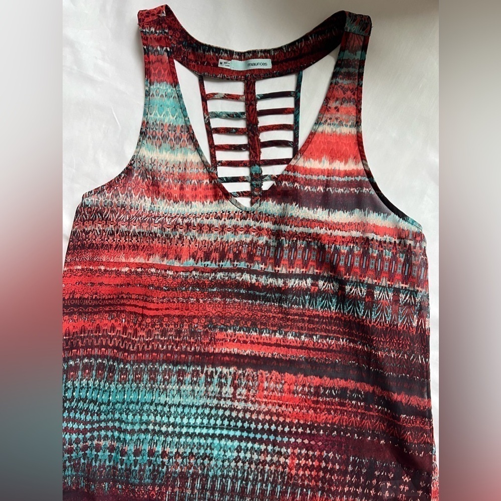MAURICES Striped Beaded Strappy Racerback Tank, Size Medium
